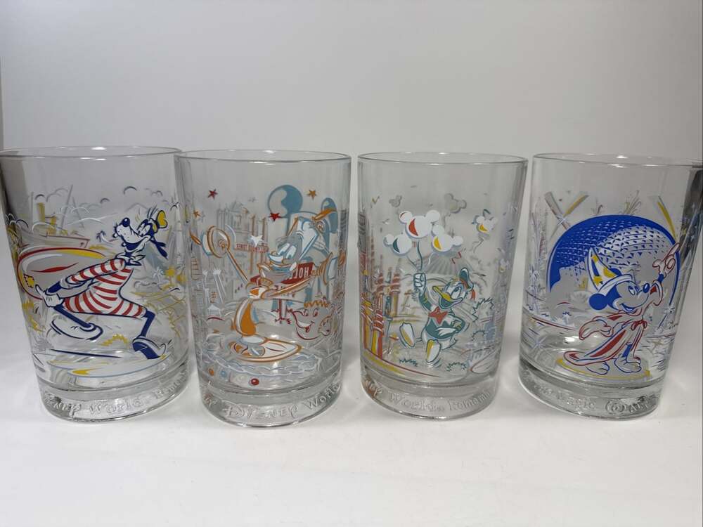 Set of 4 McDonalds Walt Disney World Remember The Magic 25th Anniversary Glasses - Picture 2 of 7